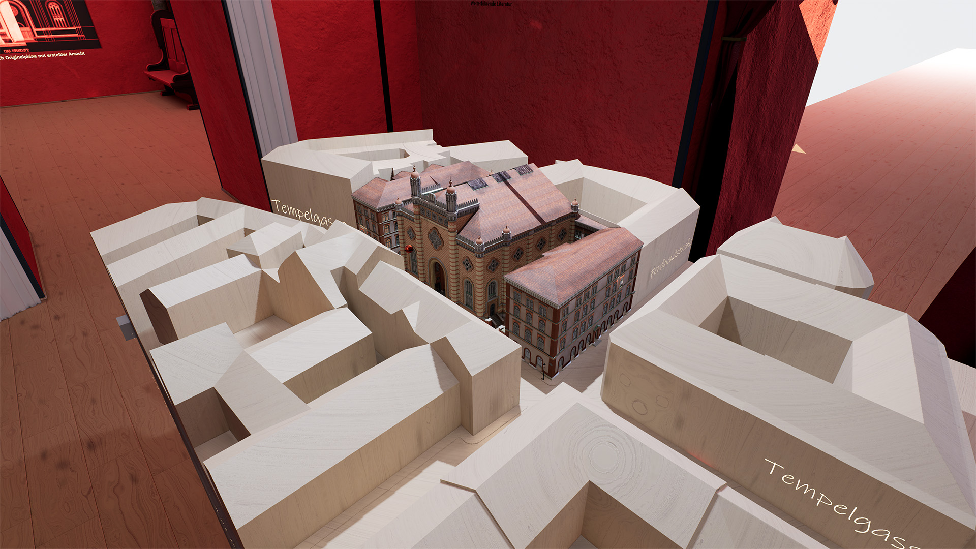 ein architektionisches Modell im "virtuellen Museum" in der Unreal-Engine